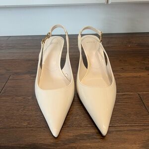 MANGO White Patent Kitten Heels 37 EU